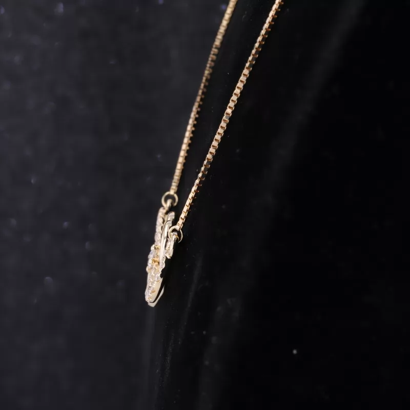 Round Brilliant Cut Moissanite 10K Yellow Gold Heart Shape Diamond Pendant Necklace