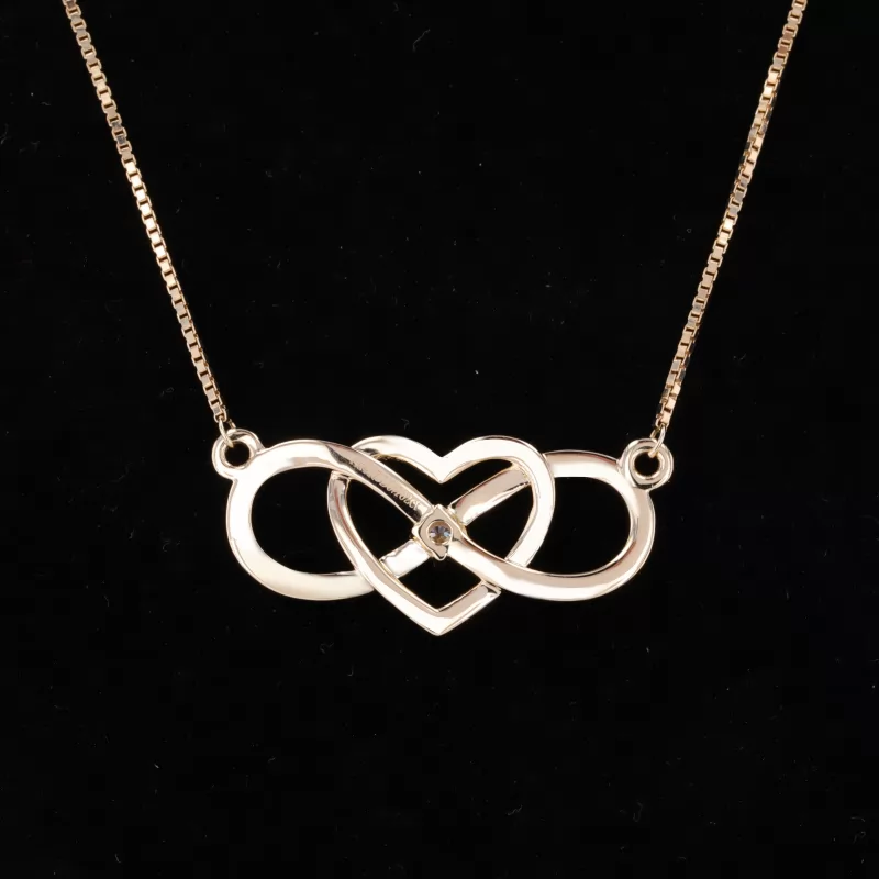 Round Brilliant Cut Moissanite 10K Gold Heart Shape Diamond Pendant Necklace