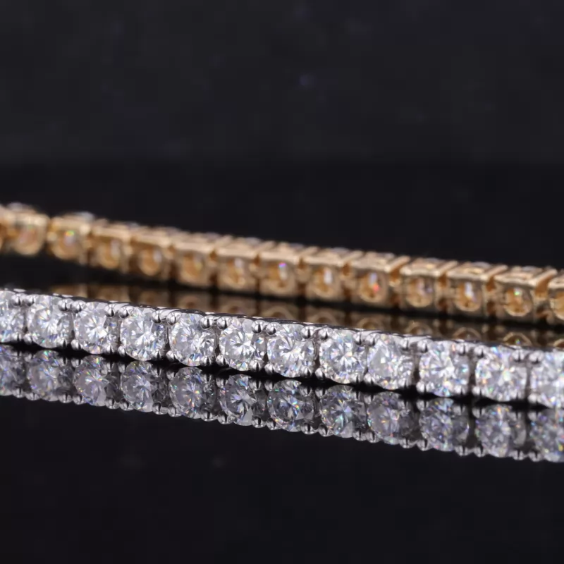 3mm Round Brilliant Cut Lab Grown Diamond 14K Yellow & White Gold Tennis Bracelet