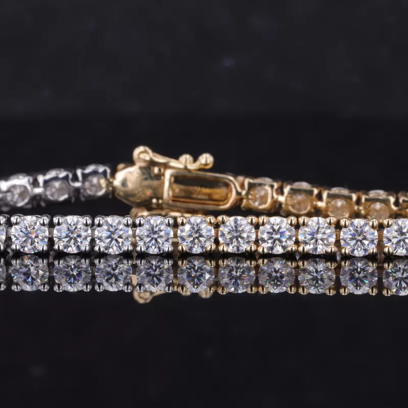 3mm Round Brilliant Cut Lab Grown Diamond 14K Yellow & White Gold Tennis Bracelet
