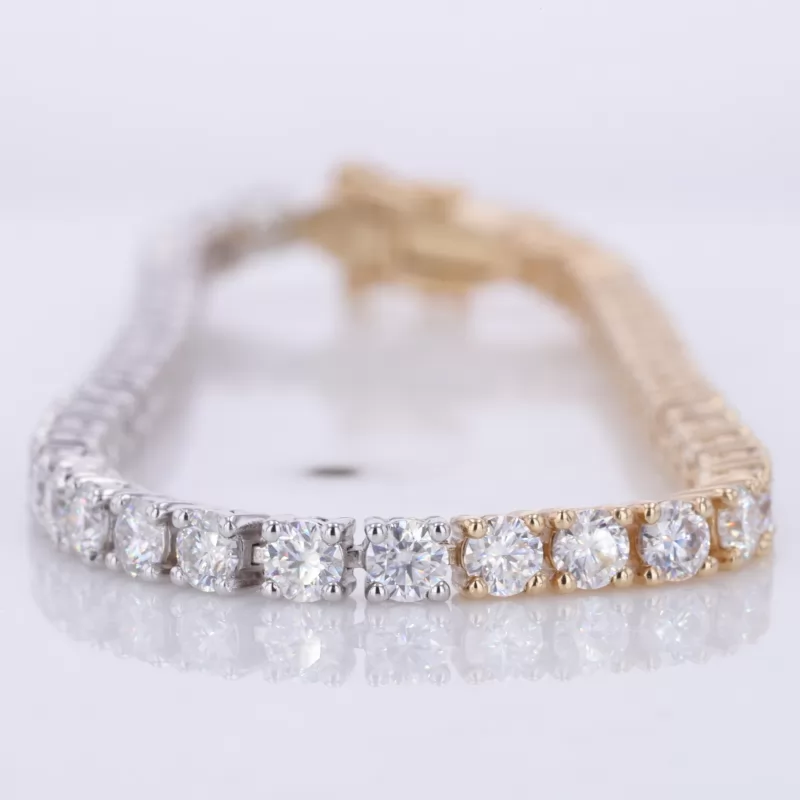 3mm Round Brilliant Cut Lab Grown Diamond 14K Yellow & White Gold Tennis Bracelet