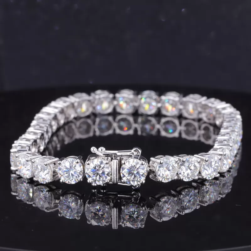 6mm Round Brilliant Cut Moissanite 10K White Gold Tennis Bracelet