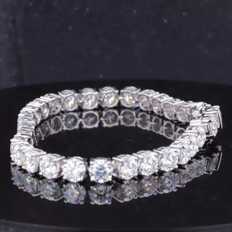 6mm Round Brilliant Cut Moissanite 10K White Gold Tennis Bracelet