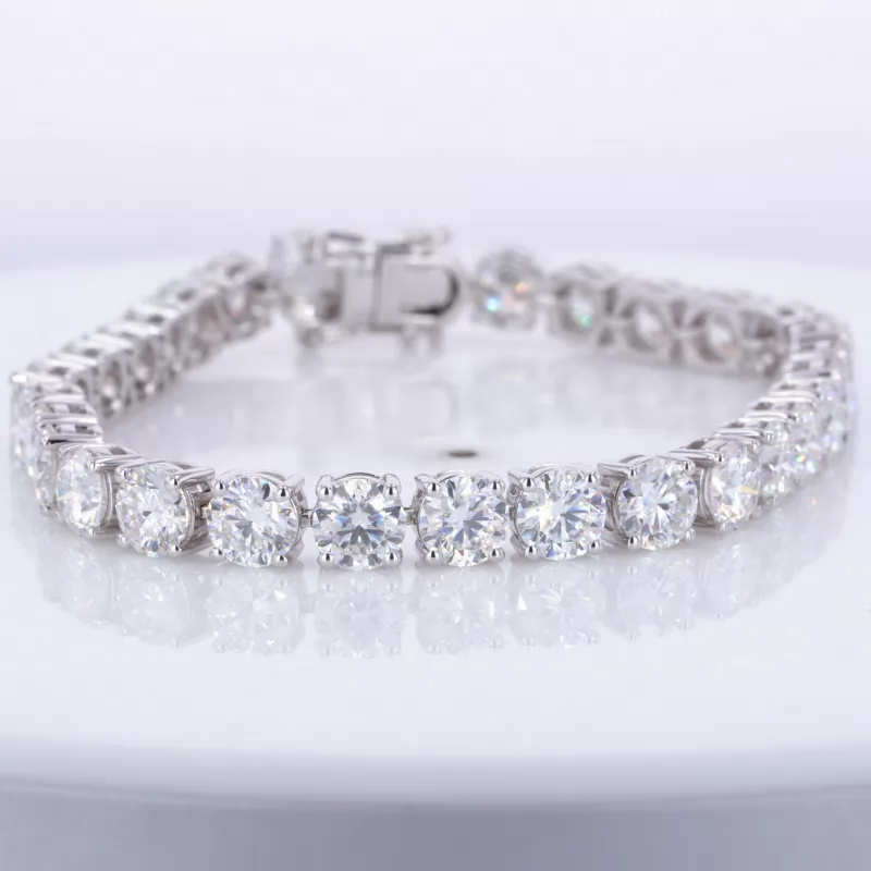 6mm Round Brilliant Cut Moissanite 10K White Gold Tennis Bracelet