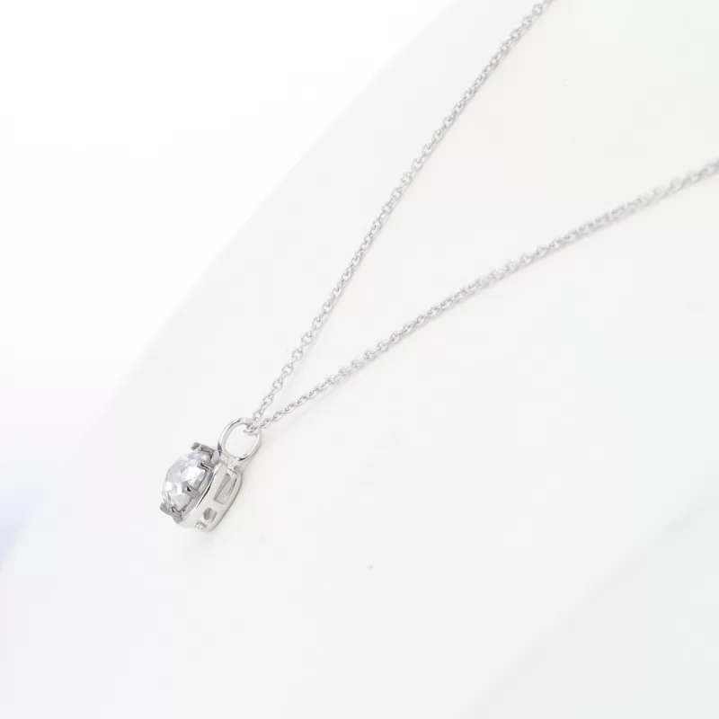 7×7mm Old Mine Cut Moissanite S925 Sterling Silver Diamond Pendant Necklace