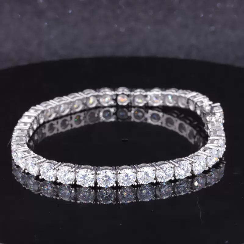 5mm Round Brilliant Cut Moissanite 10K White Gold Tennis Bracelet