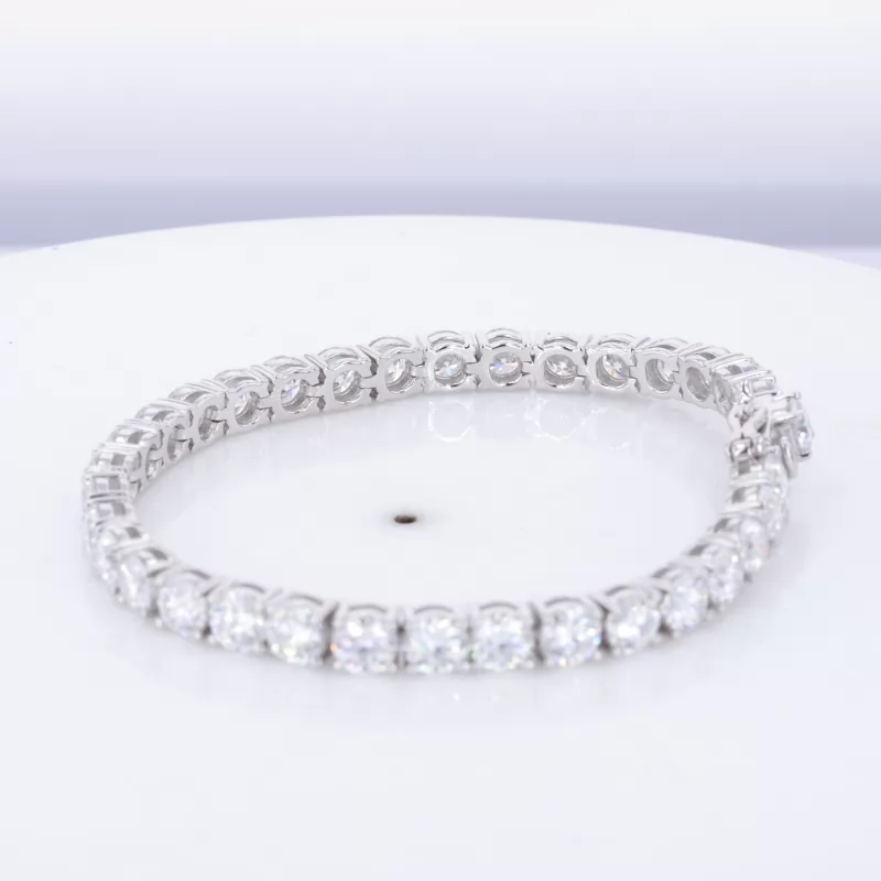 5mm Round Brilliant Cut Moissanite 10K White Gold Tennis Bracelet