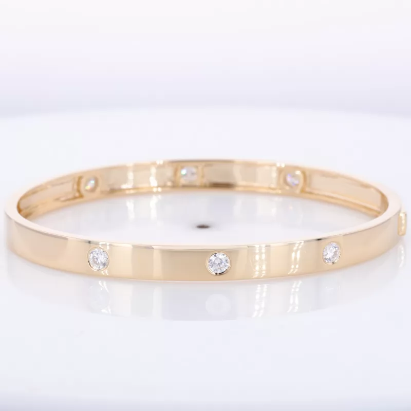 3mm Round Brilliant Cut Moissanite 14K Yellow Gold Diamond Bracelet