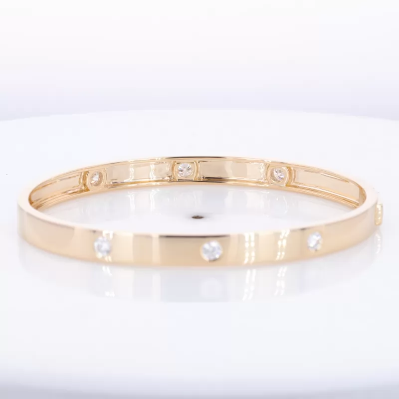 3mm Round Brilliant Cut Moissanite 14K Yellow Gold Diamond Bracelet