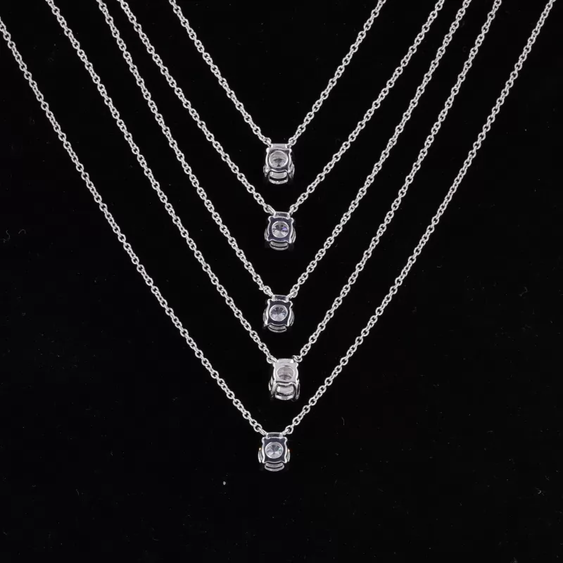 4mm Round Brilliant Cut Moissanite 10K White Gold Diamond Pendant Necklace