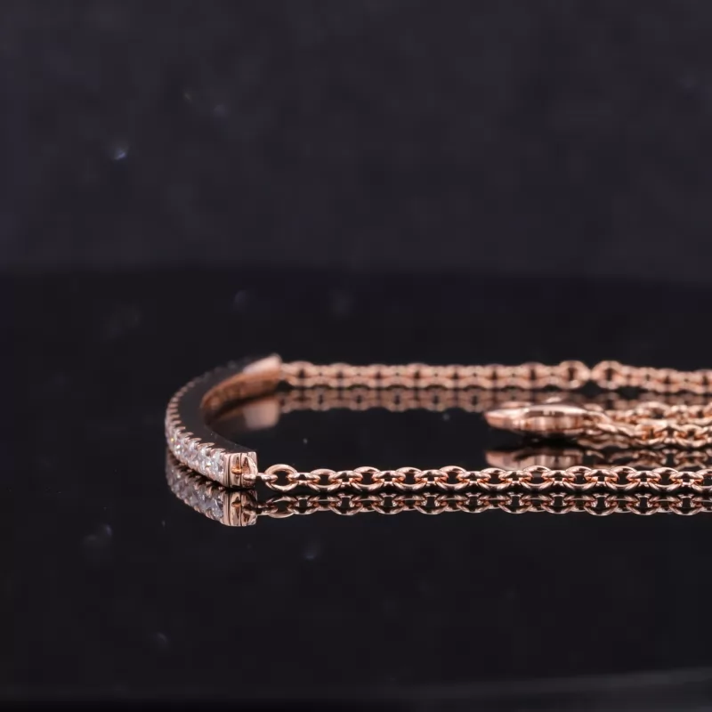 1.8mm Round Brilliant Cut Moissanite 14K Rose Gold Diamond Bracelet