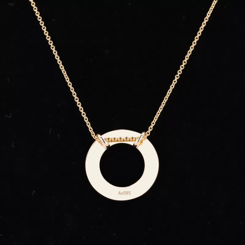 2mm Round Brilliant Cut Lab Gemstone 14K Gold Diamond Pendant Necklace