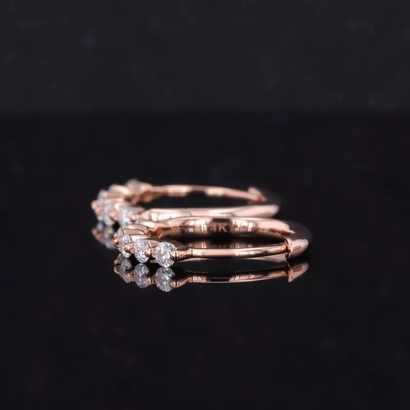 2mm Round Brilliant Cut Moissanite 14K Rose Gold Diamond Earrings