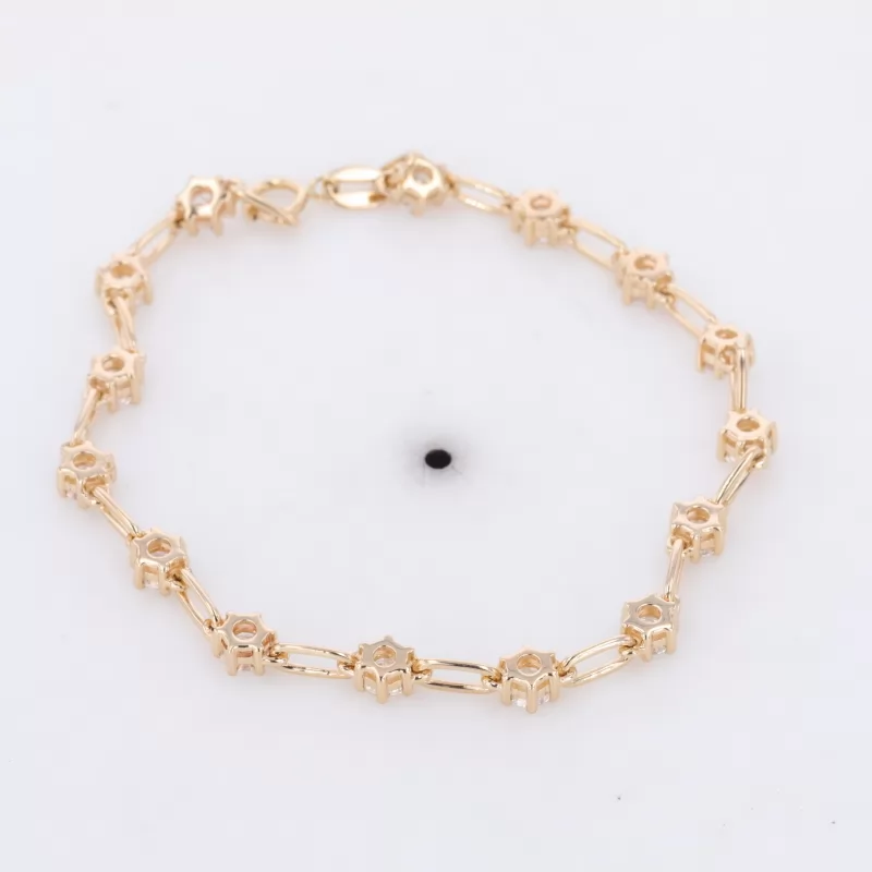 3.5mm Round Brilliant Cut Moissanite 14K Yellow Gold Diamond Bracelet