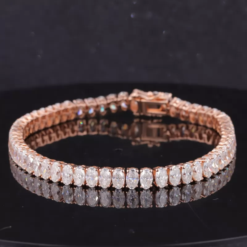 3×5mm Oval Cut Moissanite 14K Rose Gold Tennis Bracelet