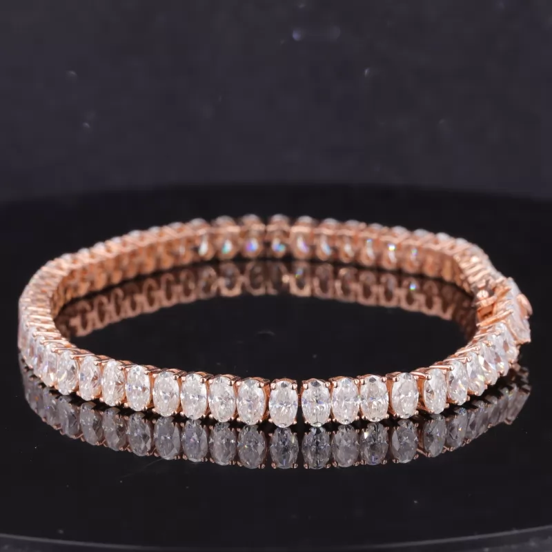 3×5mm Oval Cut Moissanite 14K Rose Gold Tennis Bracelet