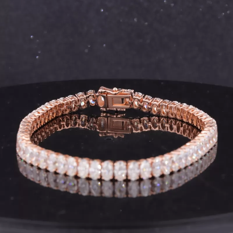 3×5mm Oval Cut Moissanite 14K Rose Gold Tennis Bracelet