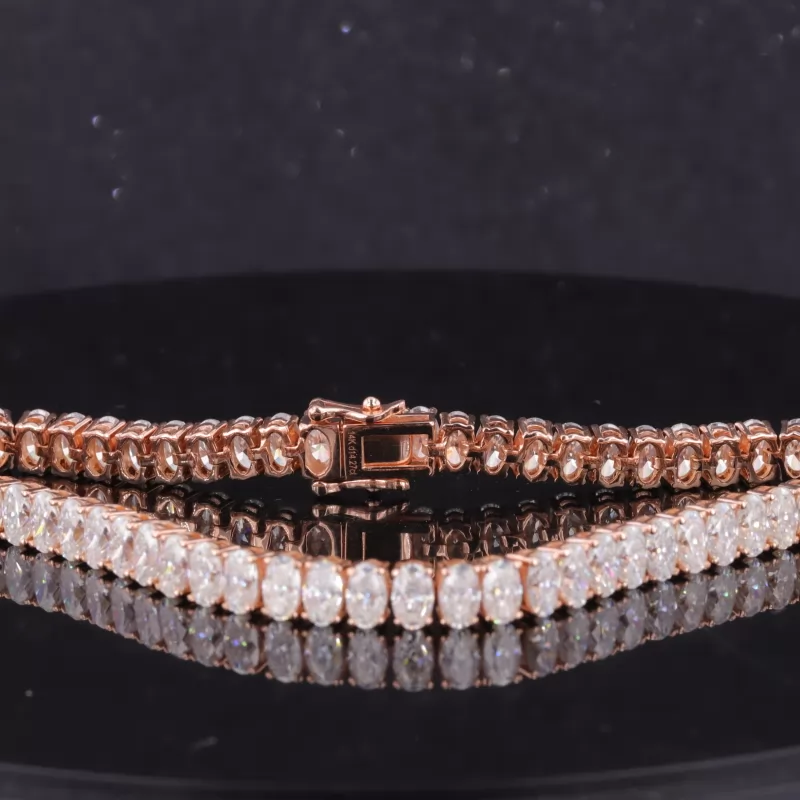 3×5mm Oval Cut Moissanite 14K Rose Gold Tennis Bracelet