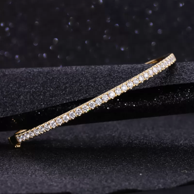 2mm Round Brilliant Cut Moissanite 18K Gold Diamond Bracelet