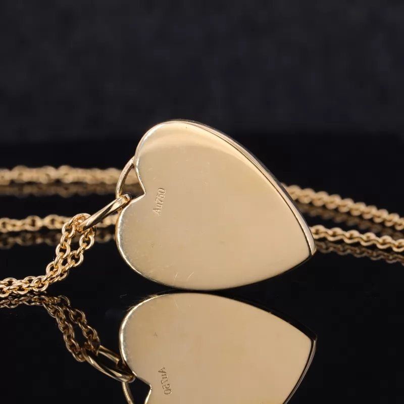 Round Brilliant Cut Moissanite 18K Gold Heart Shape Diamond Pendant Necklace