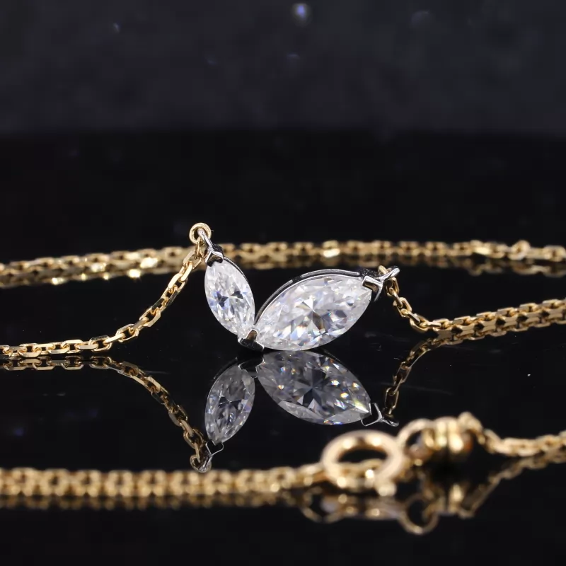 Marquise Cut Moissanite 14K Gold Diamond Pendant Necklace