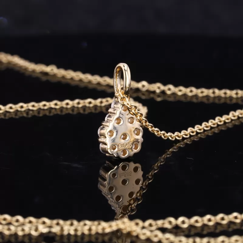 2mm Round Brilliant Cut HPHT Lab Grown Diamond 14K Gold Diamond Pendant Necklace