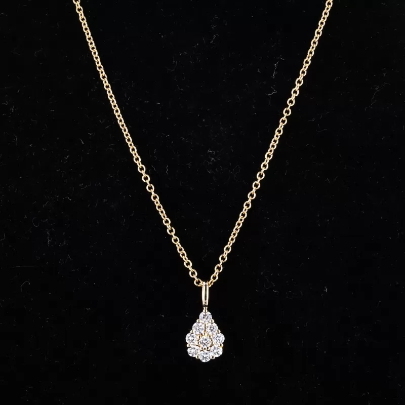 2mm Round Brilliant Cut HPHT Lab Grown Diamond 14K Gold Diamond Pendant Necklace