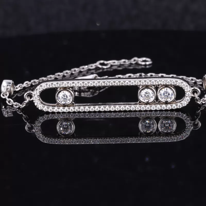 3mm Round Brilliant Cut Moissanite Bezel Set S925 Sterling Silver Diamond Bracelet