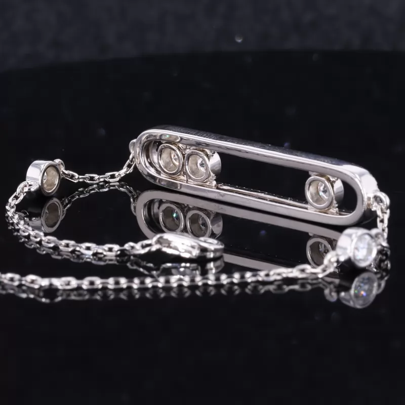 3mm Round Brilliant Cut Moissanite Bezel Set S925 Sterling Silver Diamond Bracelet