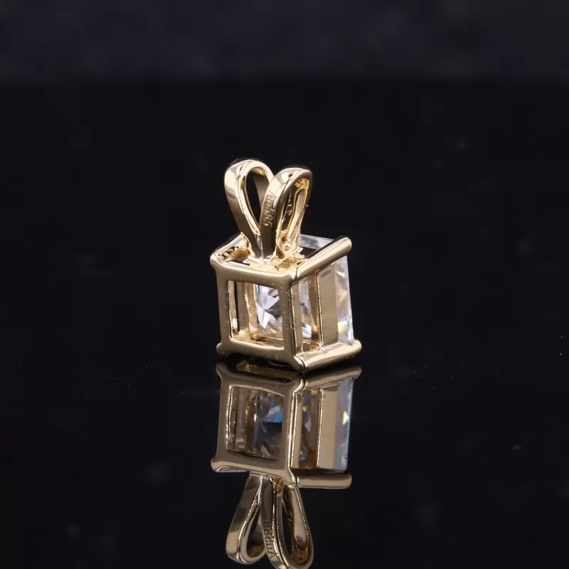 6×6mm Princess Cut Moissanite 14K Gold Diamond Pendant