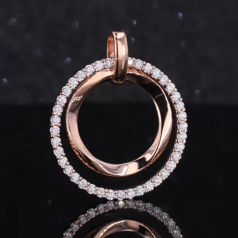 Round Brilliant Cut Moissanite 14K Rose Gold Diamond Pendant