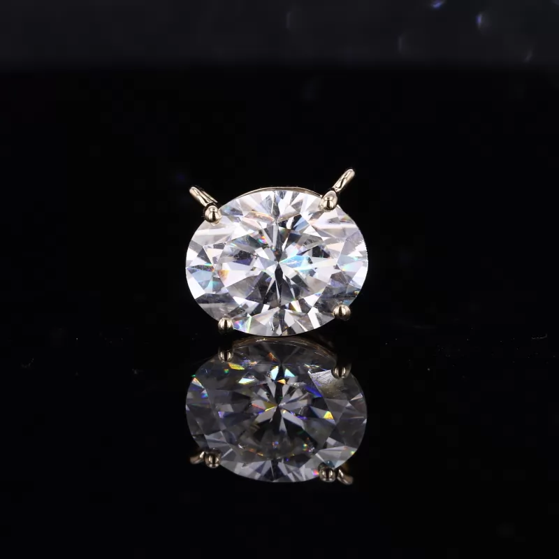 Oval Cut Moissanite 14K Yellow Gold Diamond Pendant