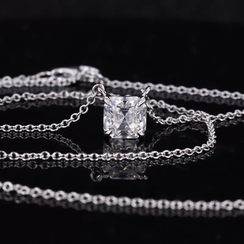 6×6mm Asscher Cut Moissanite S925 Sterling Silver Diamond Pendant Necklace
