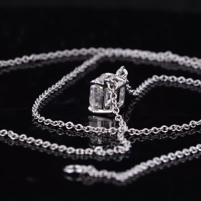 6×6mm Asscher Cut Moissanite S925 Sterling Silver Diamond Pendant Necklace