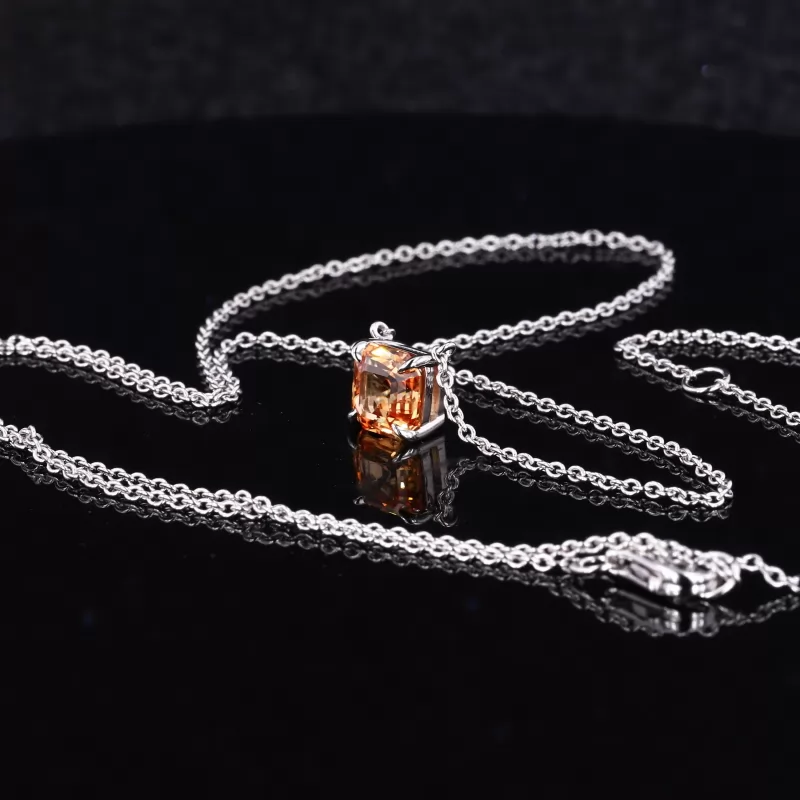 6×6mm Asscher Cut Lab Gemstones S925 Sterling Silver Diamond Pendant Necklaces