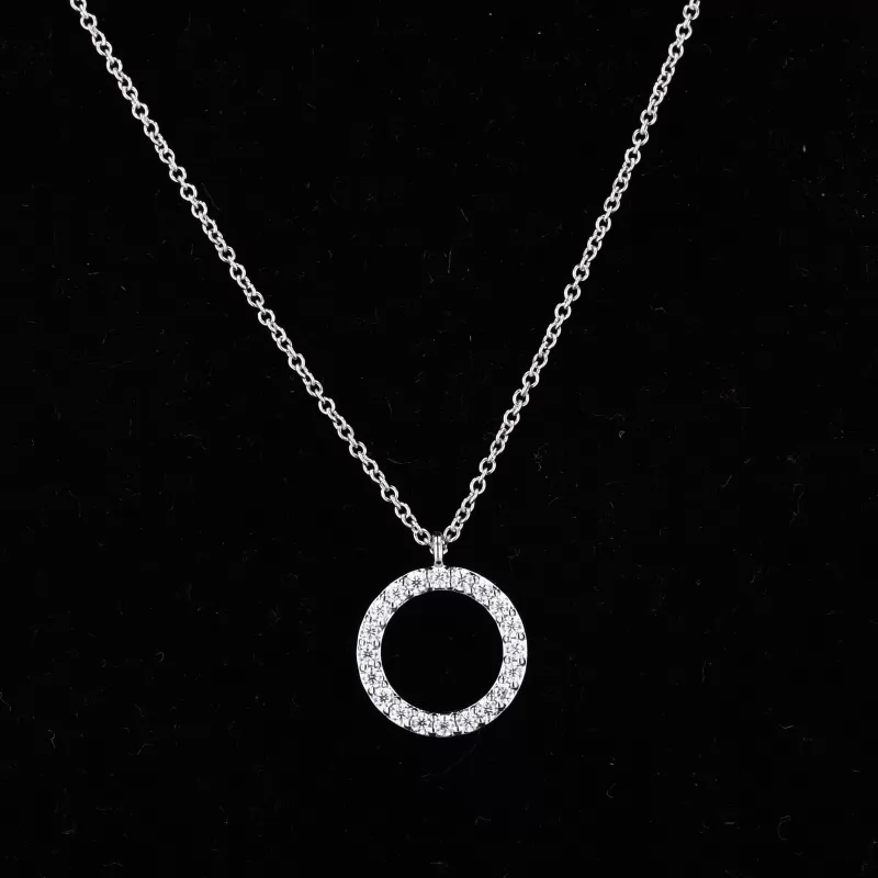 1.2mm Round Brilliant Cut Moissanite S925 Sterling Silver Diamond Pendant Necklace