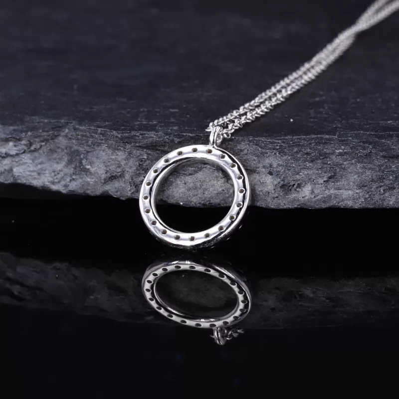 1.2mm Round Brilliant Cut Moissanite S925 Sterling Silver Diamond Pendant Necklace