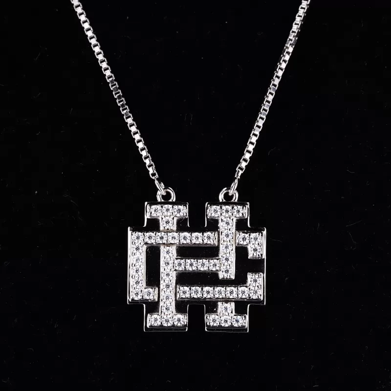 Round Brilliant Cut Moissanite S925 Sterling Silver Diamond Pendant Necklace