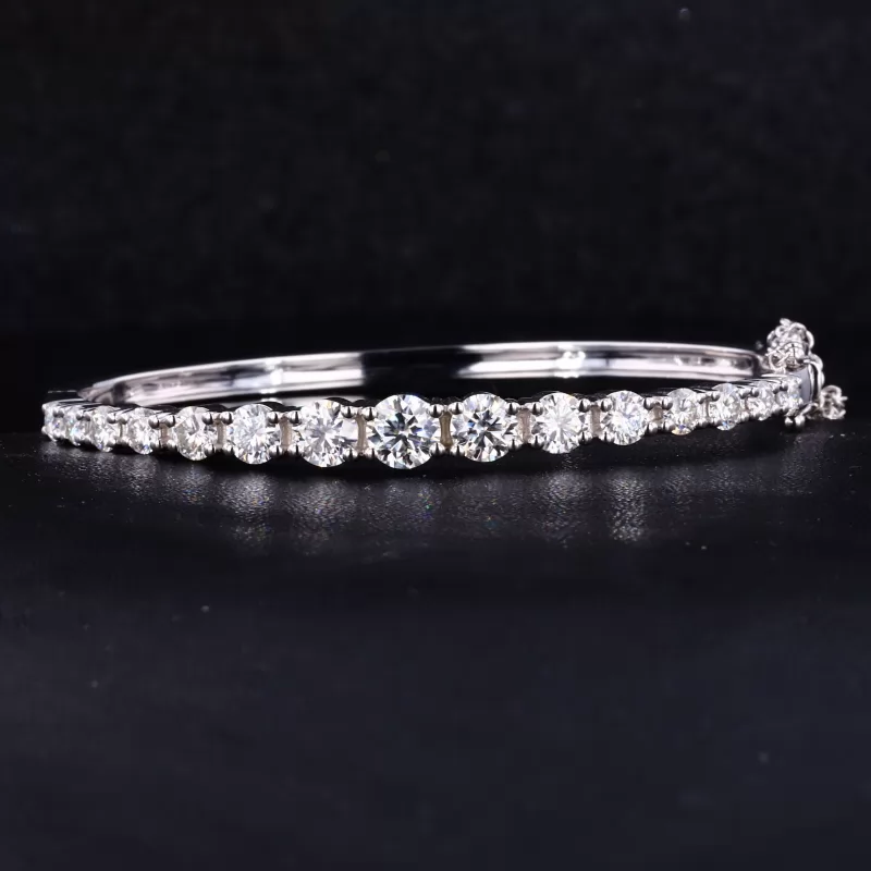 3mm to 5.5mm Round Brilliant Cut Moissanite 9K White Gold Diamond Bracelet