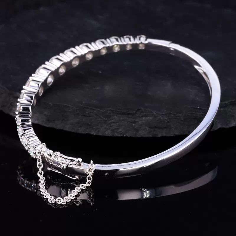 3mm to 5.5mm Round Brilliant Cut Moissanite 9K White Gold Diamond Bracelet