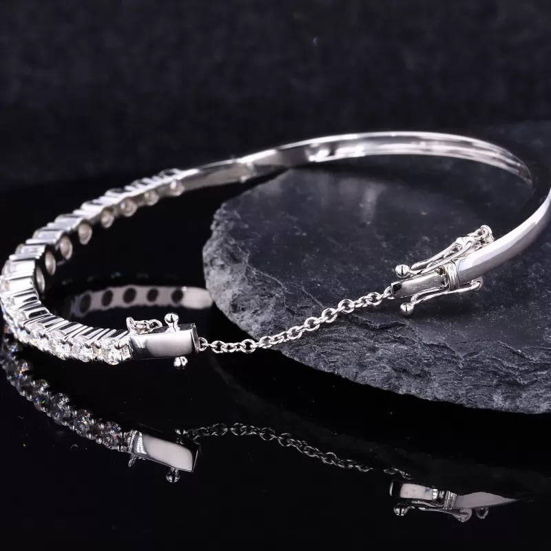 3mm to 5.5mm Round Brilliant Cut Moissanite 9K White Gold Diamond Bracelet