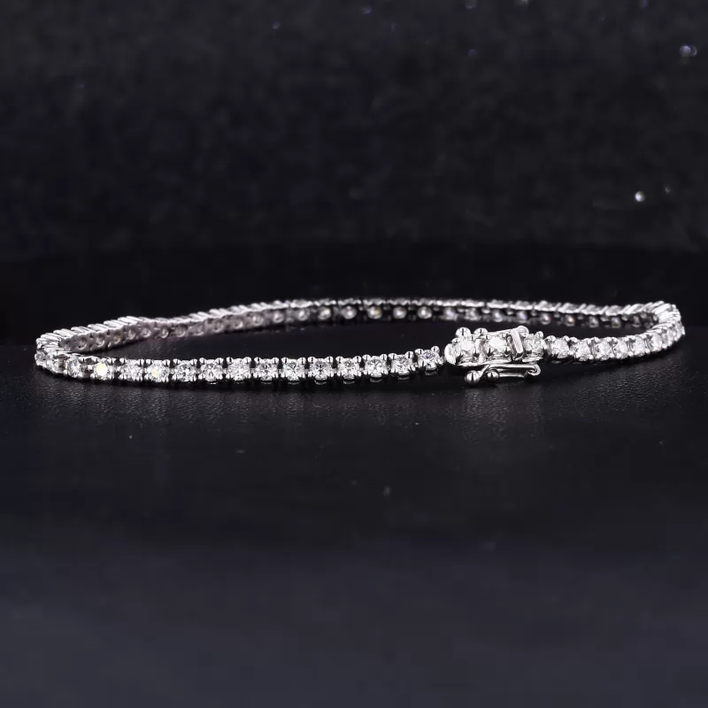 2mm Round Brilliant Cut Moissanite 14K White Gold Tennis Bracelet