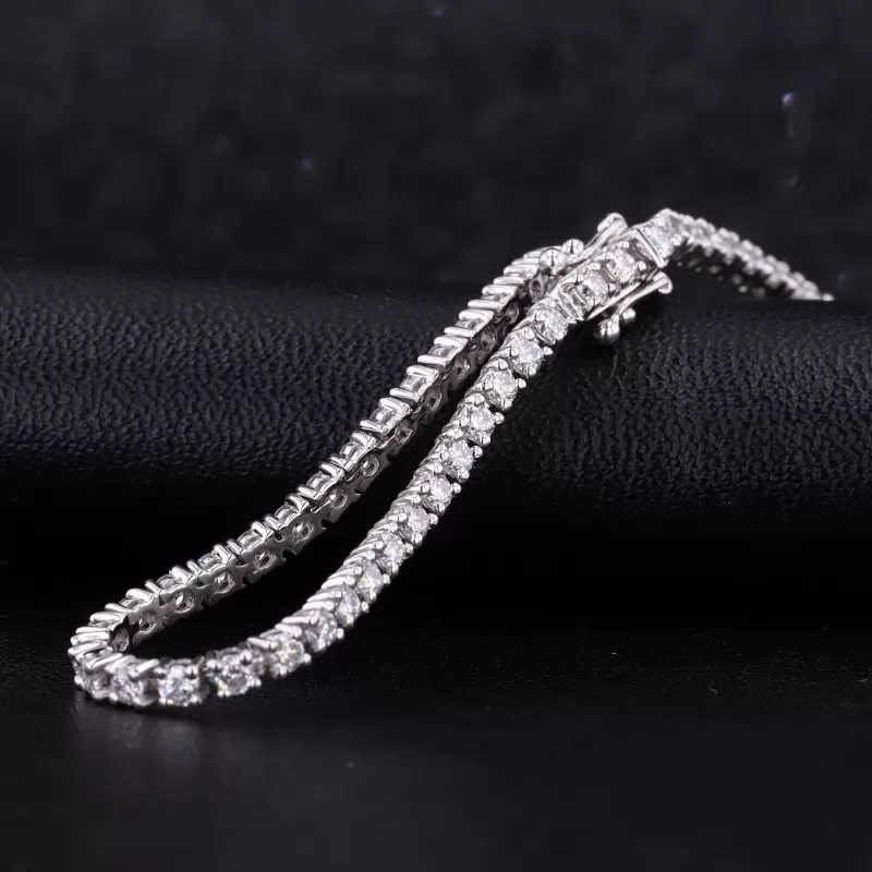 2mm Round Brilliant Cut Moissanite 14K White Gold Tennis Bracelet