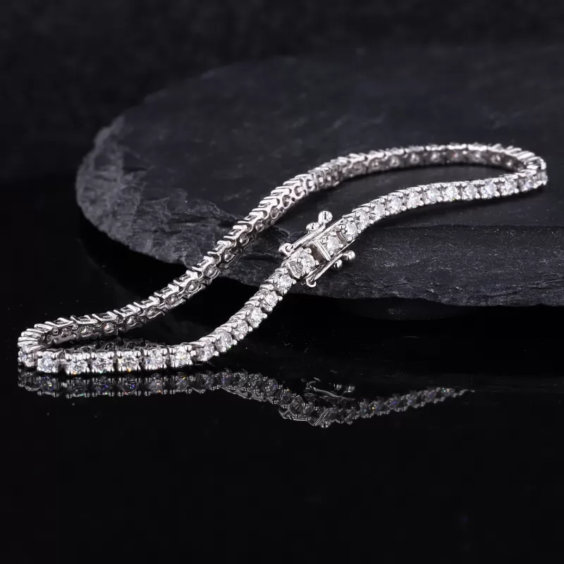 2mm Round Brilliant Cut Moissanite 14K White Gold Tennis Bracelet