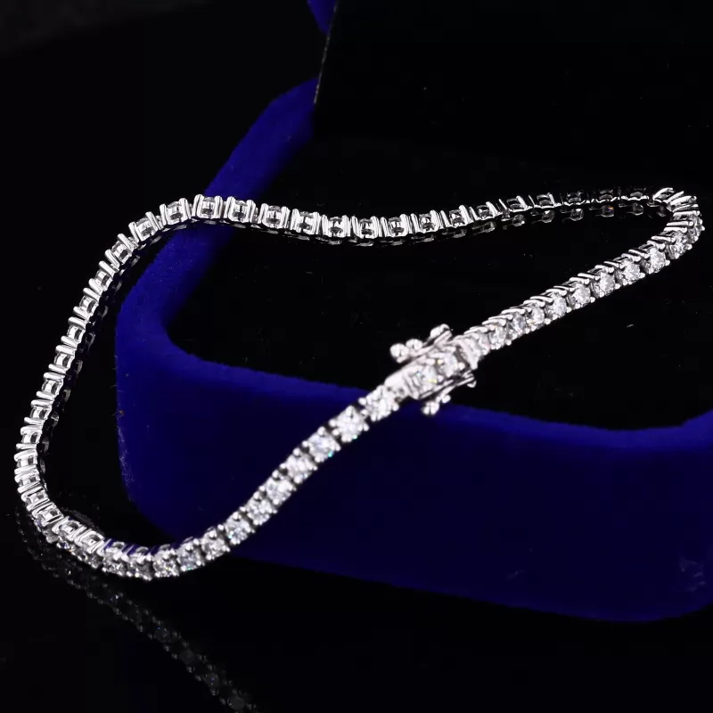 2mm Round Brilliant Cut Moissanite 14K White Gold Tennis Bracelet