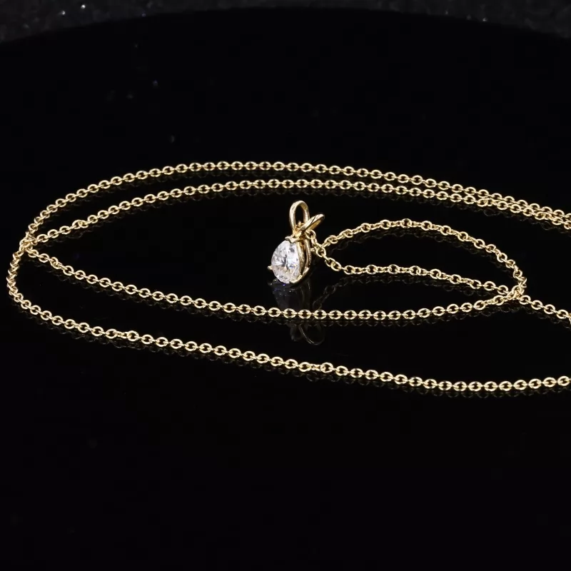 4×6mm Pear Cut Moissanite 14K Gold Diamond Pendant Necklace