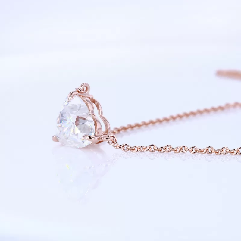 Heart Cut Moissanite 18K Rose Gold Diamond Pendant Necklace