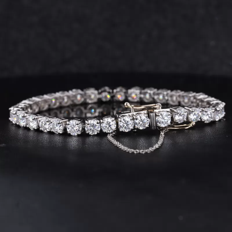 4mm Round Brilliant Cut Moissanite PT950 Tennis Bracelet