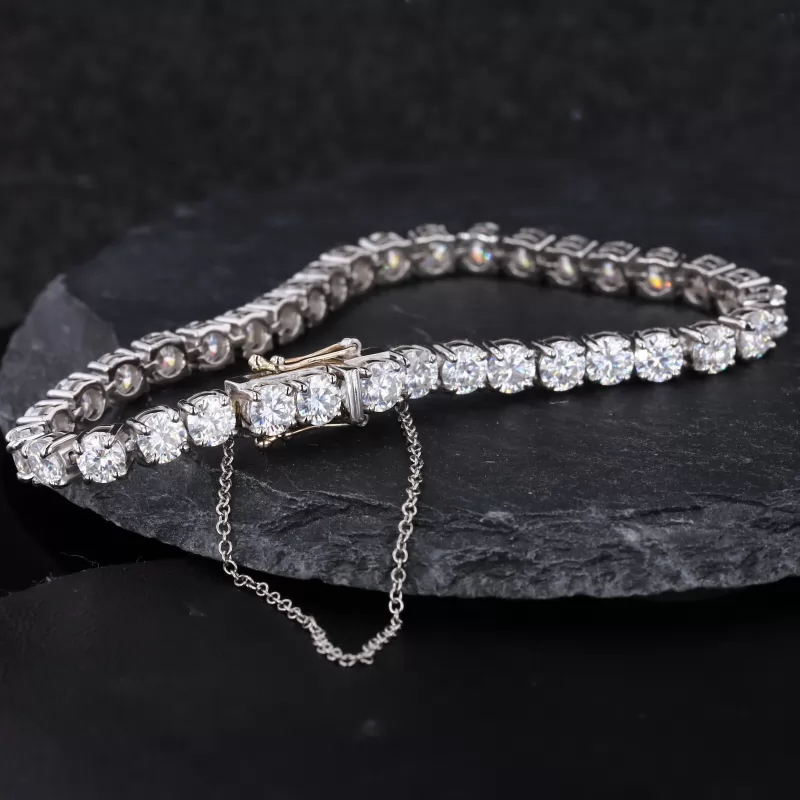 4mm Round Brilliant Cut Moissanite PT950 Tennis Bracelet