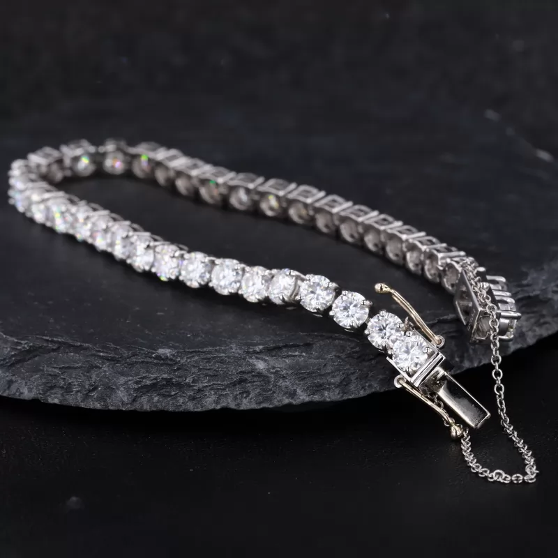 4mm Round Brilliant Cut Moissanite PT950 Tennis Bracelet